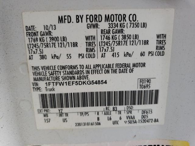 Photo 10 from auction – 2013 FORD F150 SUPER with VIN 1FTFW1EF5DKG54854