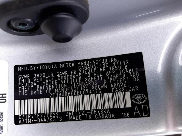 Photo 10 from auction – 2014 TOYOTA COROLLA L with VIN 2T1BURHE0EC074176