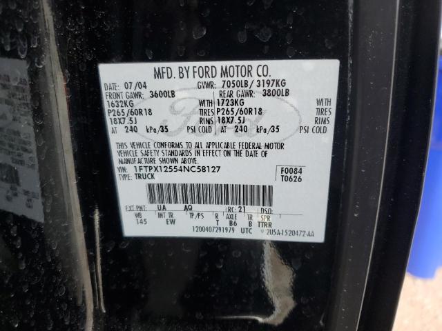 Photo 10 from auction – 2004 FORD F150 with VIN 1FTPX12554NC58127