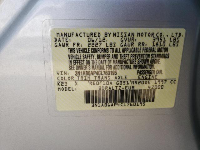 Photo 10 from auction – 2012 NISSAN SENTRA 2.0 with VIN 3N1AB6AP4CL760195
