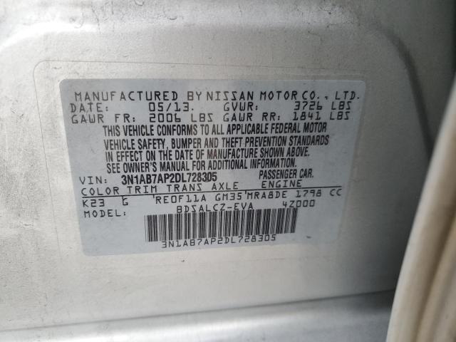 Photo 10 from auction – 2013 NISSAN SENTRA with VIN 3N1AB7AP2DL728305
