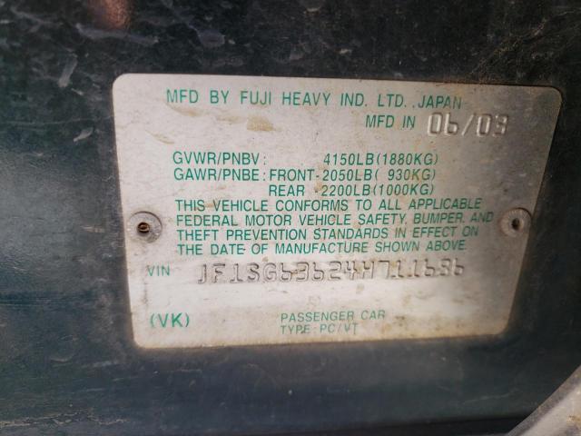 Photo 10 from auction – 2004 SUBARU FORESTER 2 with VIN JF1SG63624H711686