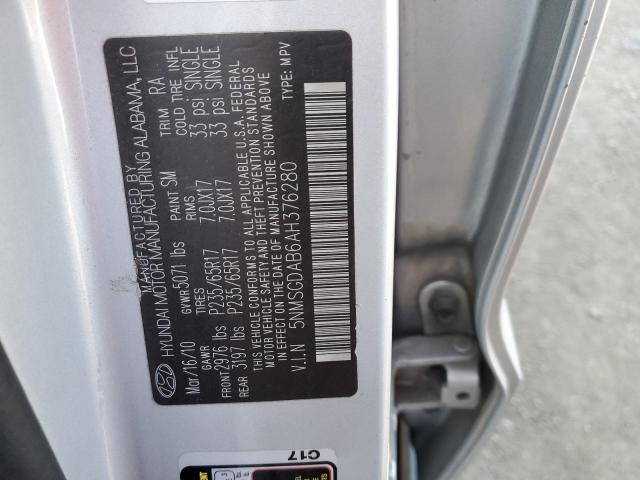 Photo 10 from auction – 2010 HYUNDAI SANTA FE G with VIN 5NMSGDAB6AH376280