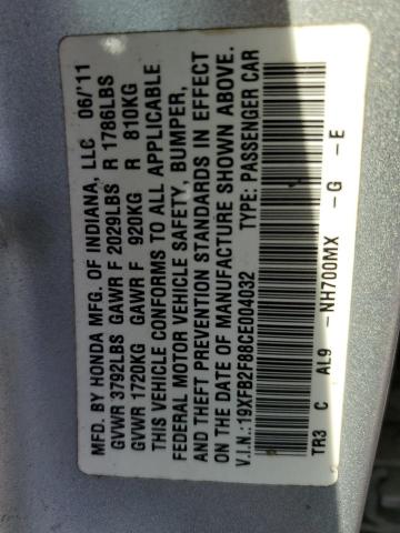 Photo 10 from auction – 2012 HONDA CIVIC EX with VIN 19XFB2F88CE004032
