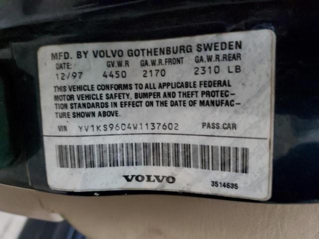 Photo 10 from auction – 1998 VOLVO S90 with VIN YV1KS9604W1137602