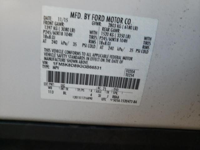 Photo 10 from auction – 2016 FORD EXPLORER X with VIN 1FM5K8D89GGB66531
