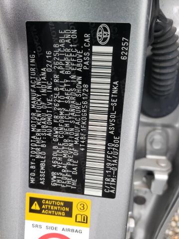 Photo 10 from auction – 2016 TOYOTA CAMRY LE with VIN 4T4BF1FK0GR561728