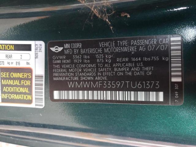 Photo 10 from auction – 2007 MINI COOPER with VIN WMWMF33597TU61373