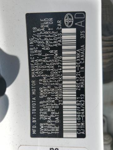 Photo 10 from auction – 2019 TOYOTA COROLLA L with VIN 2T1BURHE1KC147776