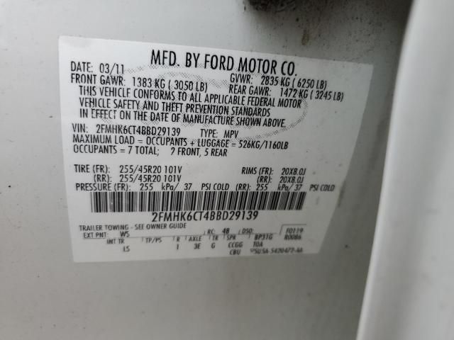 Photo 10 from auction – 2011 FORD FLEX SEL with VIN 2FMHK6CT4BBD29139