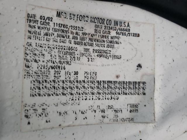 Photo 10 from auction – 2002 FORD TAURUS SE with VIN 1FAFP53U12G216540