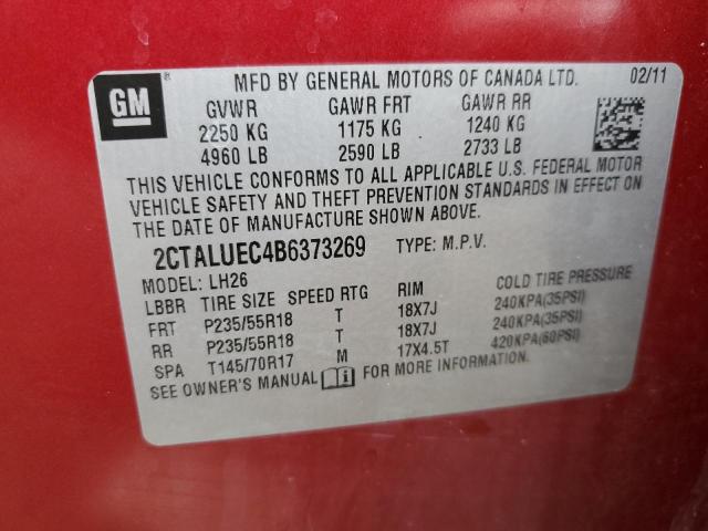 Photo 10 from auction – 2011 GMC TERRAIN SL with VIN 2CTALUEC4B6373269