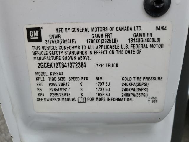 Photo 10 from auction – 2004 CHEVROLET SILVERADO with VIN 2GCEK13T841372384