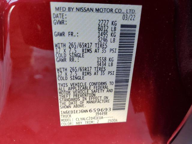 Photo 10 from auction – 2022 NISSAN FRONTIER S with VIN 1N6ED1EJ6NN659693
