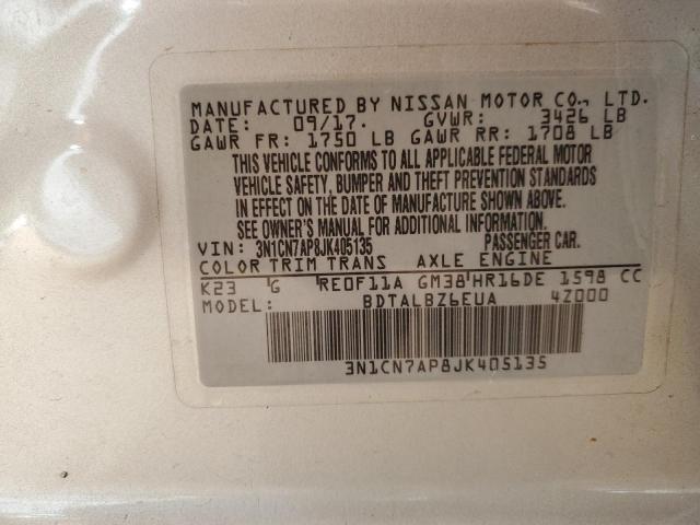 Photo 10 from auction – 2018 NISSAN VERSA S with VIN 3N1CN7AP8JK405135
