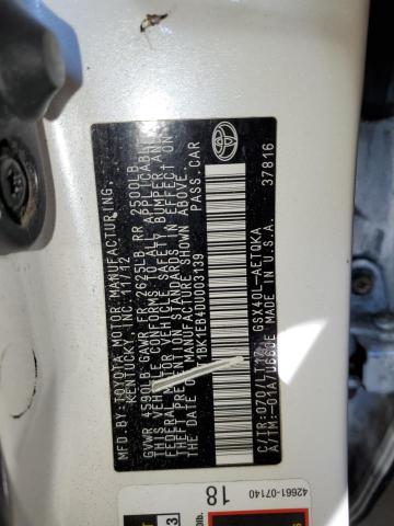 Photo 10 from auction – 2013 TOYOTA AVALON BAS with VIN 4T1BK1EB4DU003139