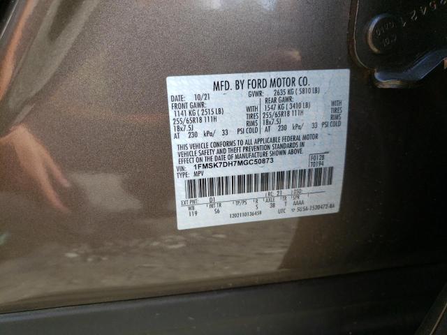 Photo 10 from auction – 2021 FORD EXPLORER X with VIN 1FMSK7DH7MGC50873
