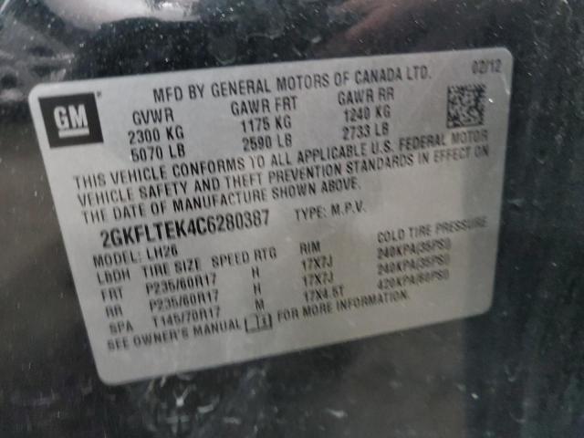 Photo 10 from auction – 2012 GMC TERRAIN SL with VIN 2GKFLTEK4C6280387