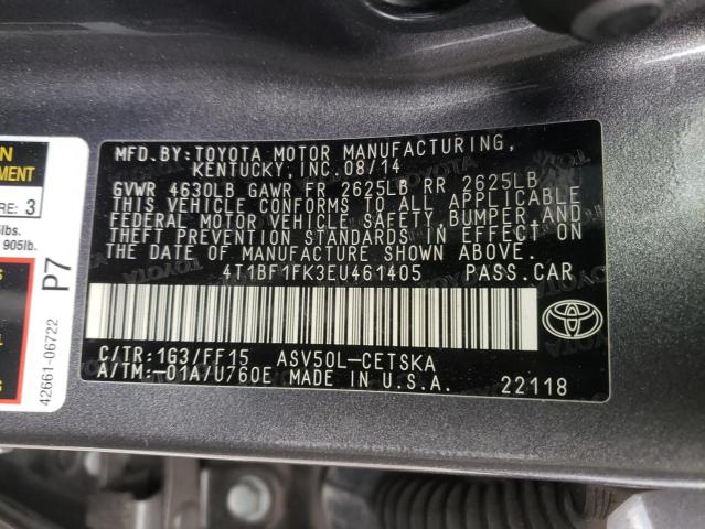 Photo 10 from auction – 2014 TOYOTA CAMRY L with VIN 4T1BF1FK3EU461405