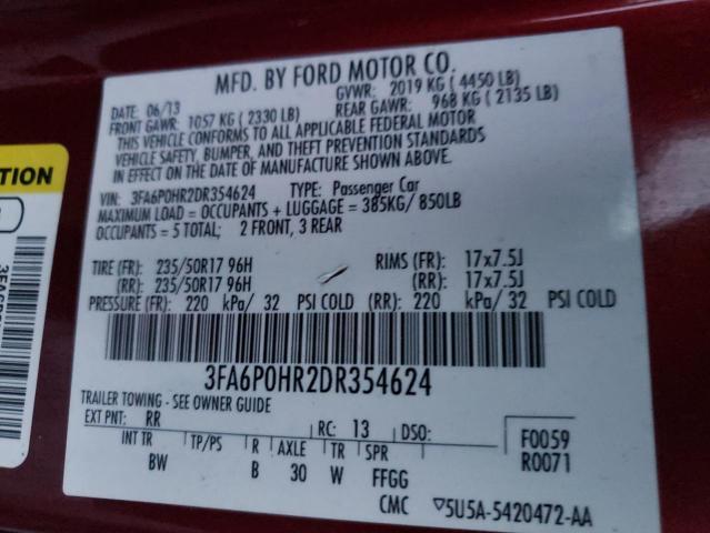 Photo 10 from auction – 2013 FORD FUSION SE with VIN 3FA6P0HR2DR354624