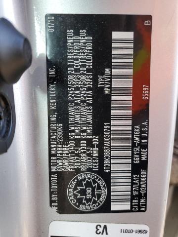 Photo 10 from auction – 2010 TOYOTA VENZA with VIN 4T3BK3BB7AU030791