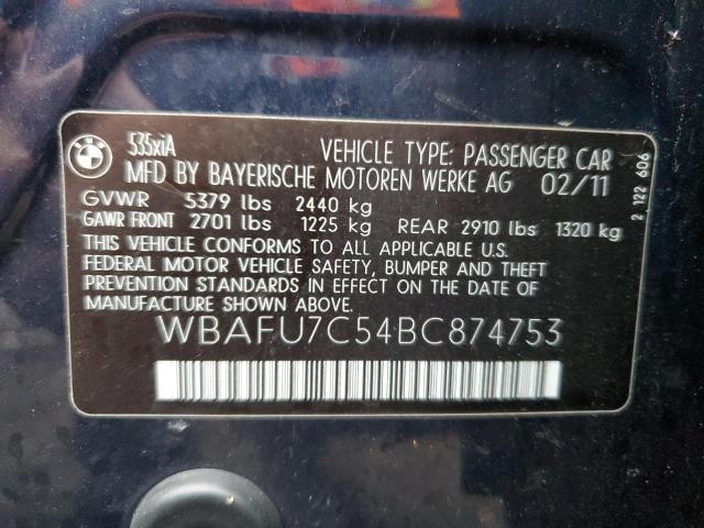Photo 10 from auction – 2011 BMW 535 XI with VIN WBAFU7C54BC874753