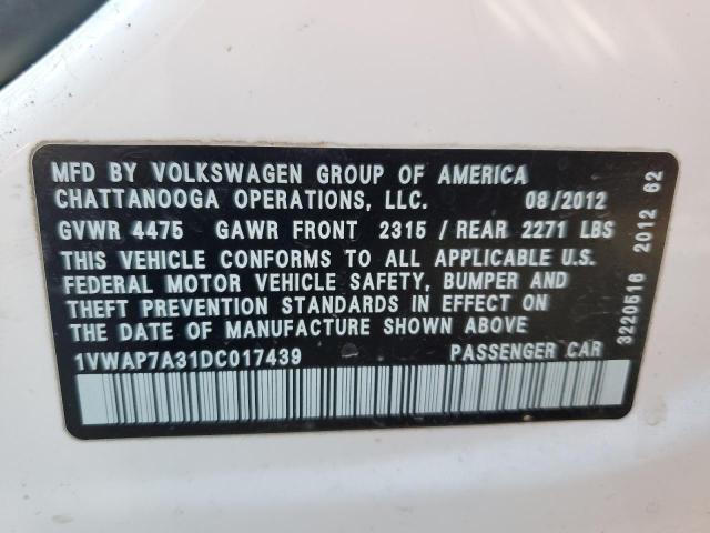 Photo 10 from auction – 2013 VOLKSWAGEN PASSAT S with VIN 1VWAP7A31DC017439