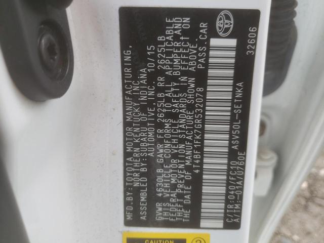 Photo 10 from auction – 2016 TOYOTA CAMRY LE with VIN 4T4BF1FK7GR532078