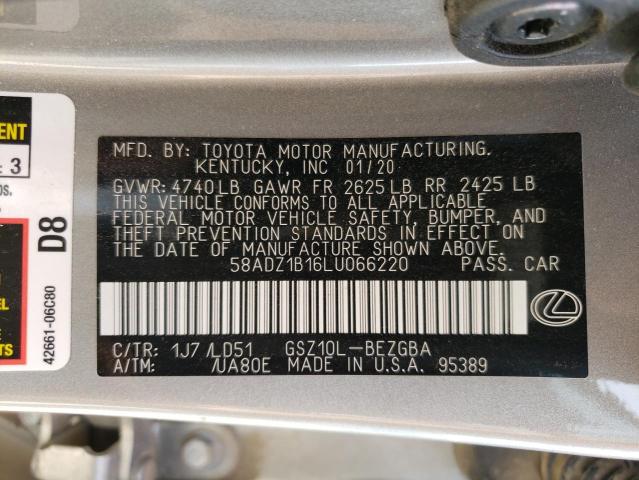 Photo 10 from auction – 2020 LEXUS ES 350 with VIN 58ADZ1B16LU066220