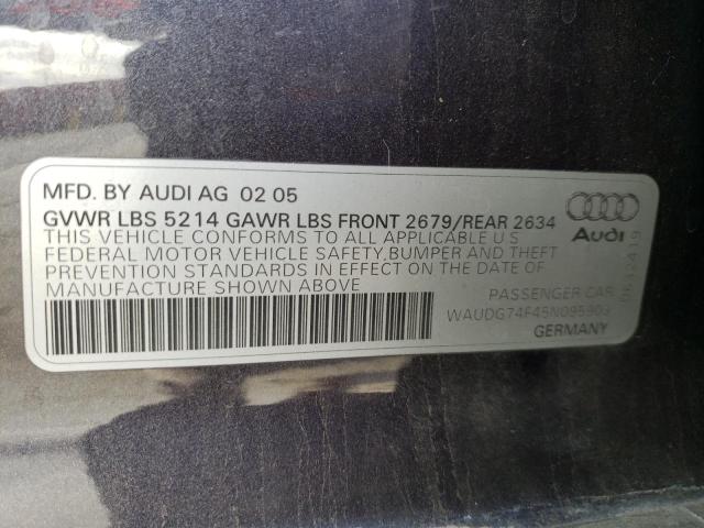 Photo 10 from auction – 2005 AUDI A6 3.2 QUA with VIN WAUDG74F45N095903