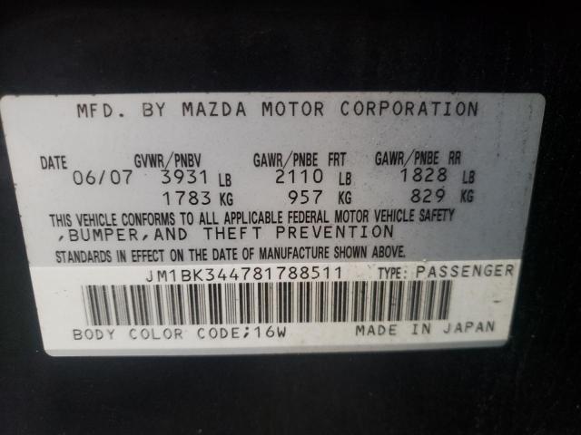 Photo 10 from auction – 2008 MAZDA 3 HATCHBAC with VIN JM1BK344781788511