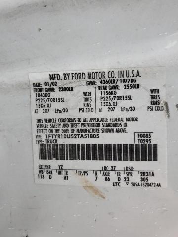 Photo 10 from auction – 2002 FORD RANGER with VIN 1FTYR10U52TA51805