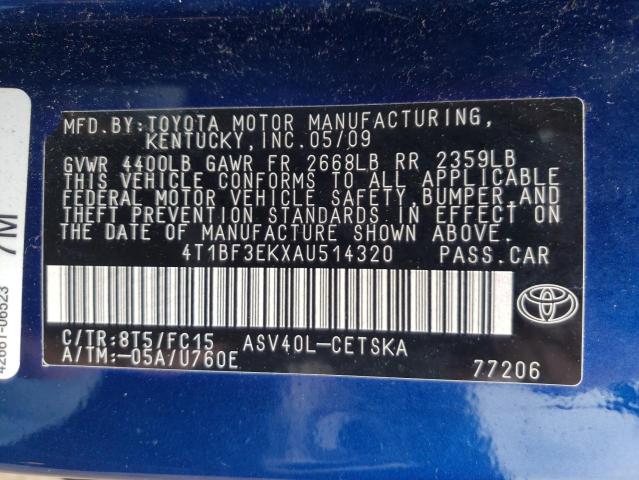 Photo 10 from auction – 2010 TOYOTA CAMRY BASE with VIN 4T1BF3EKXAU514320