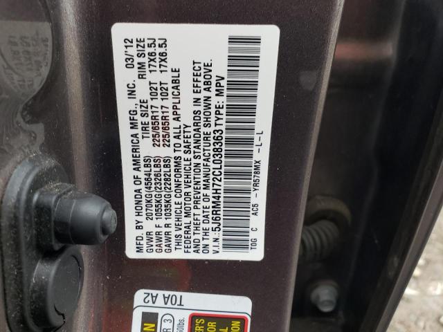 Photo 10 from auction – 2012 HONDA CR-V EXL with VIN 5J6RM4H72CL038363
