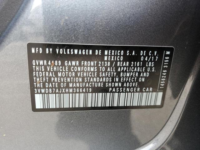 Photo 10 from auction – 2017 VOLKSWAGEN JETTA SE with VIN 3VWDB7AJXHM366419