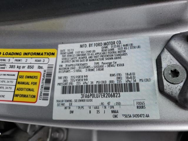 Photo 10 from auction – 2014 FORD FUSION SE with VIN 3FA6P0LU7ER206823