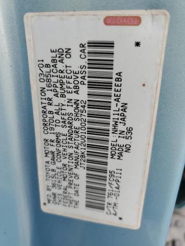 Photo 10 from auction – 2001 TOYOTA PRIUS with VIN JT2BK12U010027542