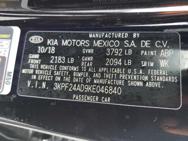 Photo 10 from auction – 2019 KIA FORTE FE with VIN 3KPF24AD9KE046840