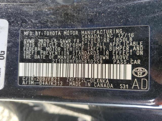 Photo 10 from auction – 2017 TOYOTA COROLLA L with VIN 2T1BURHE9HC810259
