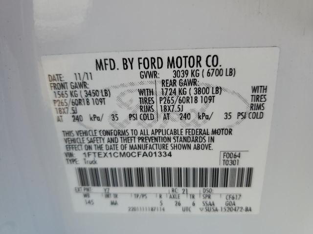 Photo 10 from auction – 2012 FORD F150 SUPER with VIN 1FTEX1CM0CFA01334