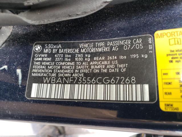 Photo 10 from auction – 2006 BMW 530 XI with VIN WBANF73556CG67268