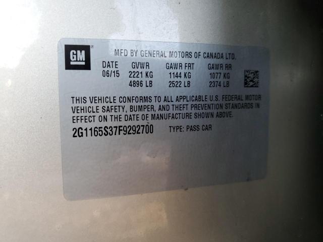 Photo 10 from auction – 2015 CHEVROLET IMPALA LTZ with VIN 2G1165S37F9292700