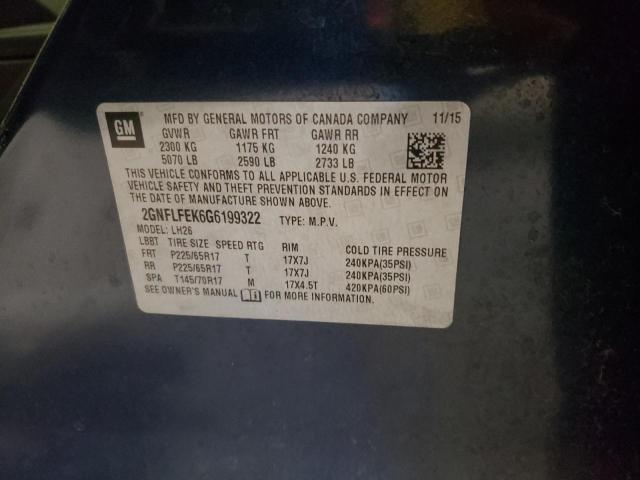Photo 10 from auction – 2016 CHEVROLET EQUINOX LT with VIN 2GNFLFEK6G6199322