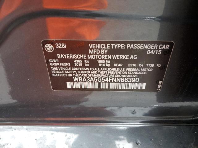 Photo 10 from auction – 2015 BMW 328 I with VIN WBA3A5G54FNN66390