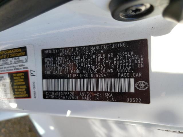 Photo 10 from auction – 2014 TOYOTA CAMRY L with VIN 4T1BF1FK0EU382841