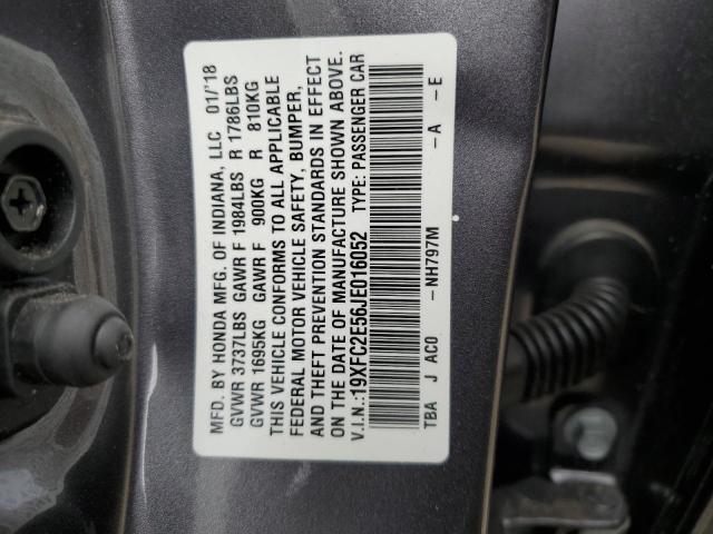 Photo 10 from auction – 2018 HONDA CIVIC LX with VIN 19XFC2E56JE016052
