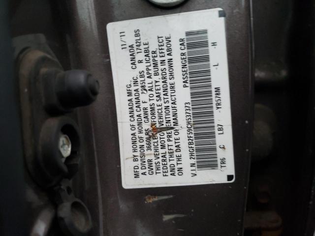 Photo 10 from auction – 2012 HONDA CIVIC with VIN 2HGFB2F59CH537373