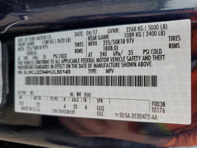 Photo 10 from auction – 2017 LINCOLN MKC SELECT with VIN 5LMCJ2D94HUL50145