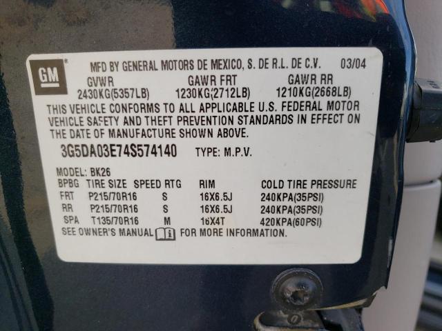 Photo 10 from auction – 2004 BUICK RENDEZVOUS with VIN 3G5DA03E74S574140