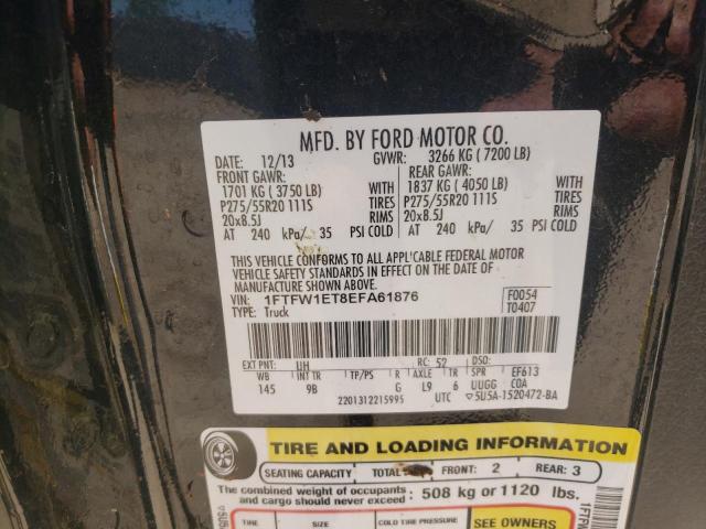 Photo 10 from auction – 2014 FORD F150 SUPER with VIN 1FTFW1ET8EFA61876